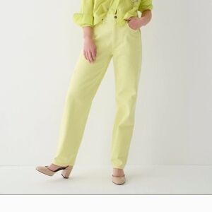 Jcrew dad Jeans Yellow Green Lime Chartreuse High-Waisted Jean Sz 29